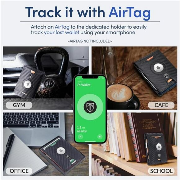 Travando Mens AirTag Wallet RFID Blocking Slim Wallet Money Clip Card Holder - Picture 2 of 7